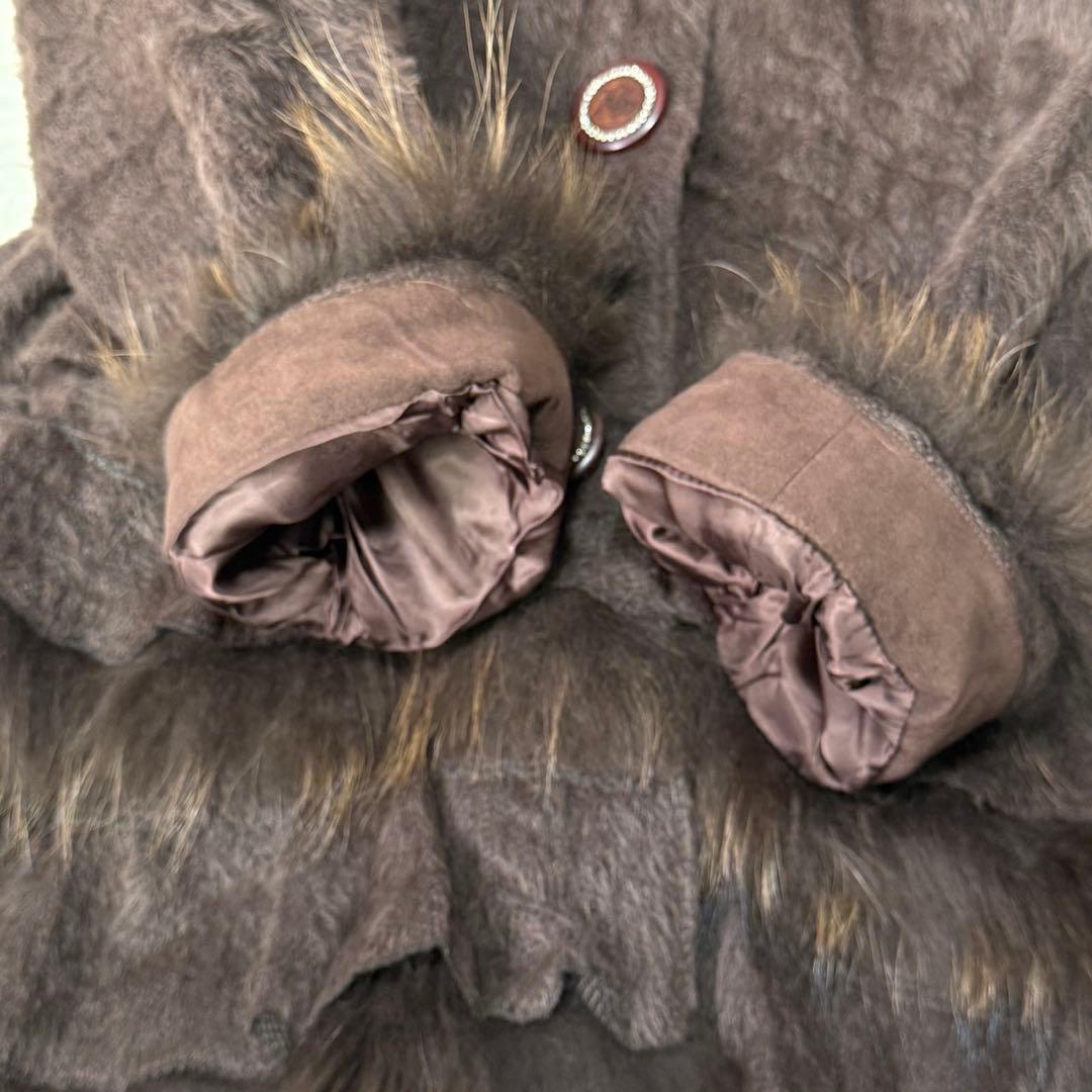 伊太利屋　ファーコート　アルパカ混　リアルファー　L 11号