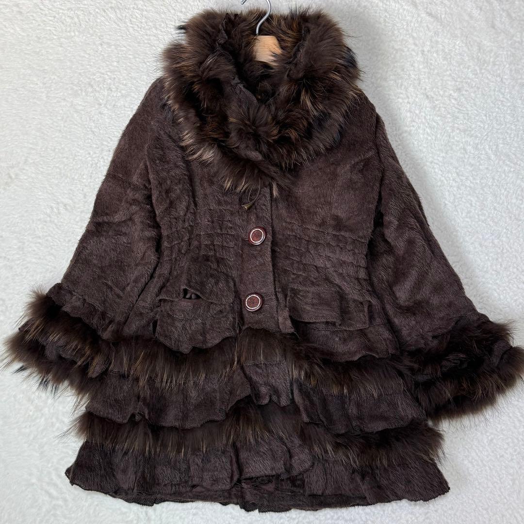 伊太利屋　ファーコート　アルパカ混　リアルファー　L 11号