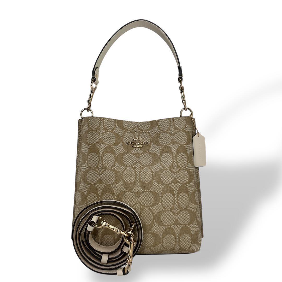 美品　コーチ　モリー　2way ショルダーバッグ　シグネチャー　バケット　レザー