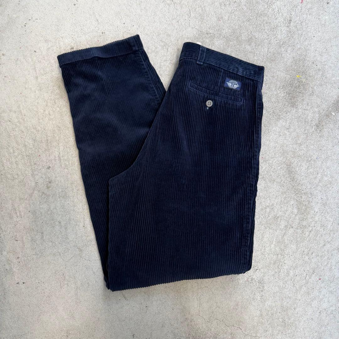 90s DOCKERSドッカーズ 太畝コーデュロイパンツ ネイビー