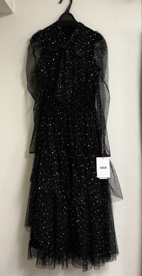 【新品未使用】FURFUR ロングスリーブラメチュールドレス