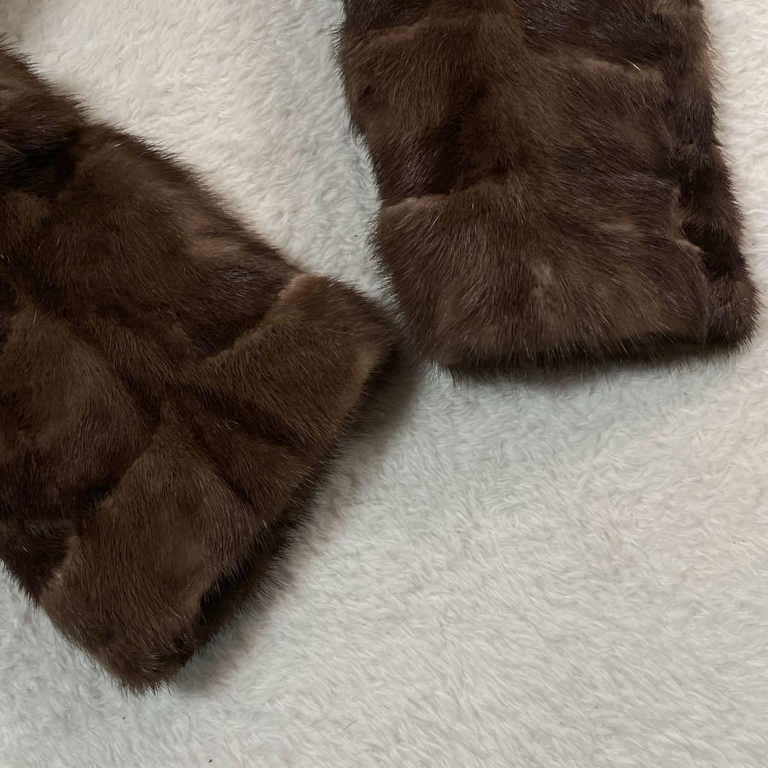 美品◎EMBA ミンク ファーコート 毛皮 リアルファー ブラウン系 L相当
