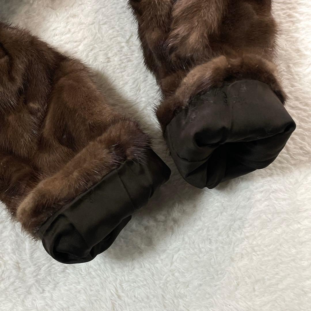 美品◎EMBA ミンク ファーコート 毛皮 リアルファー ブラウン系 L相当