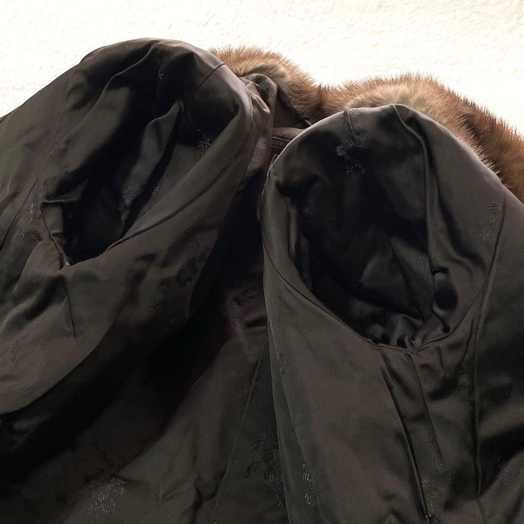 美品◎EMBA ミンク ファーコート 毛皮 リアルファー ブラウン系 L相当