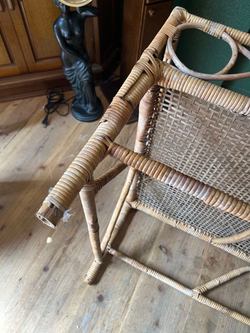 ベビーベッド 籐 ラタン かご バスケット 昭和レトロ 当時物 インテリア 家具