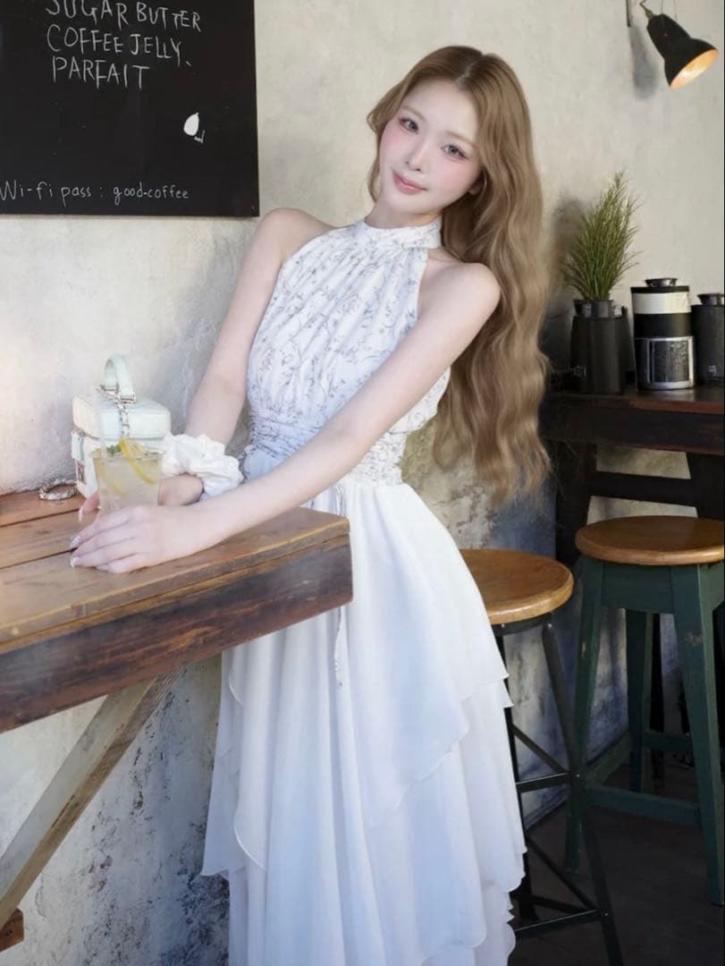 新品・未開封♡Darich♡アメスリギャザーシフォンロングワンピース(Free)