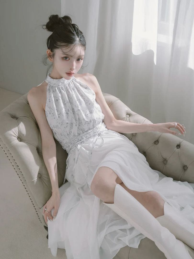 新品・未開封♡Darich♡アメスリギャザーシフォンロングワンピース(Free)