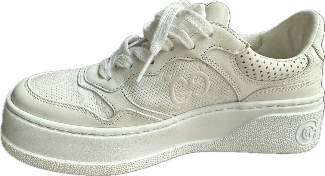 ☆美品☆GUCCI ホワイトレザー厚底スニーカー　24.5cm相当