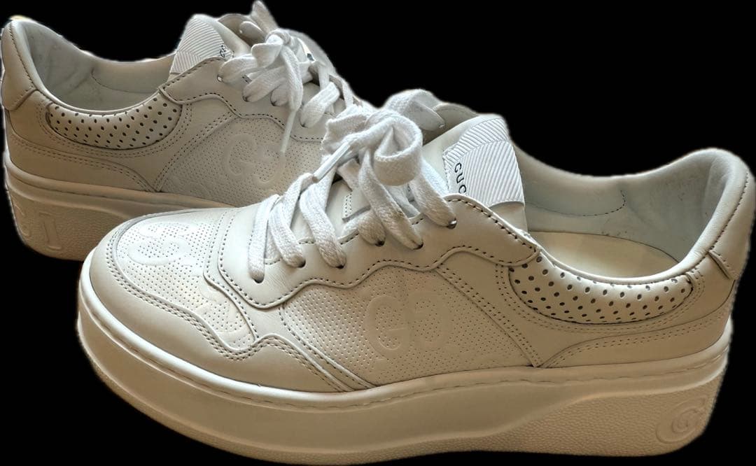 ☆美品☆GUCCI ホワイトレザー厚底スニーカー　24.5cm相当