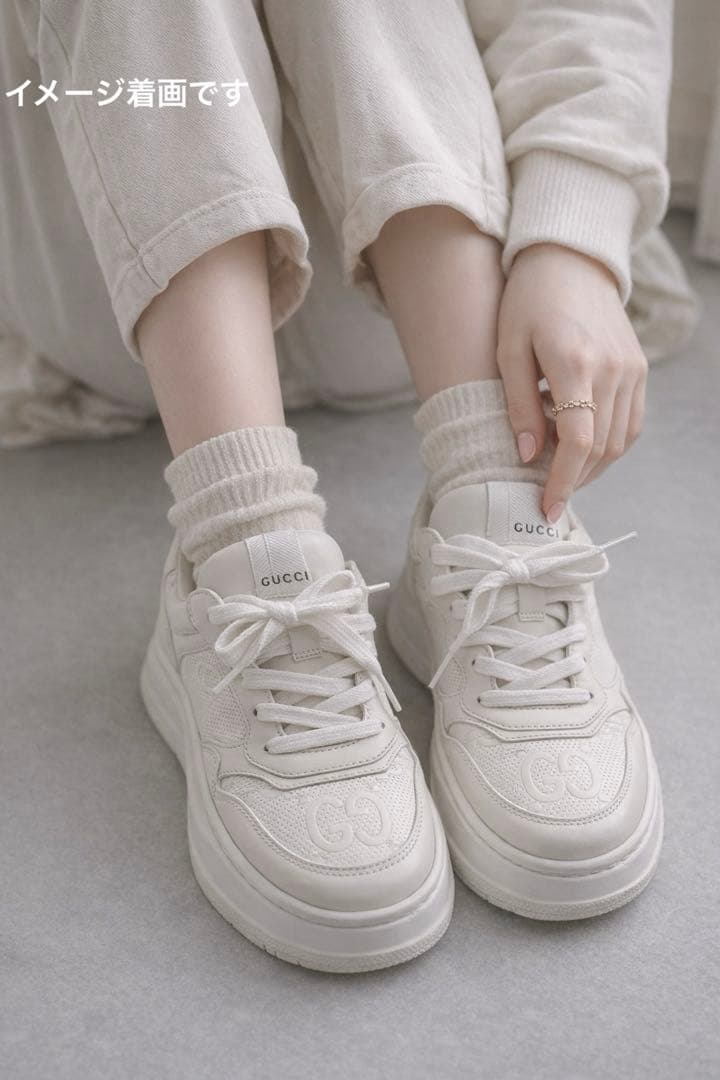 ☆美品☆GUCCI ホワイトレザー厚底スニーカー　24.5cm相当
