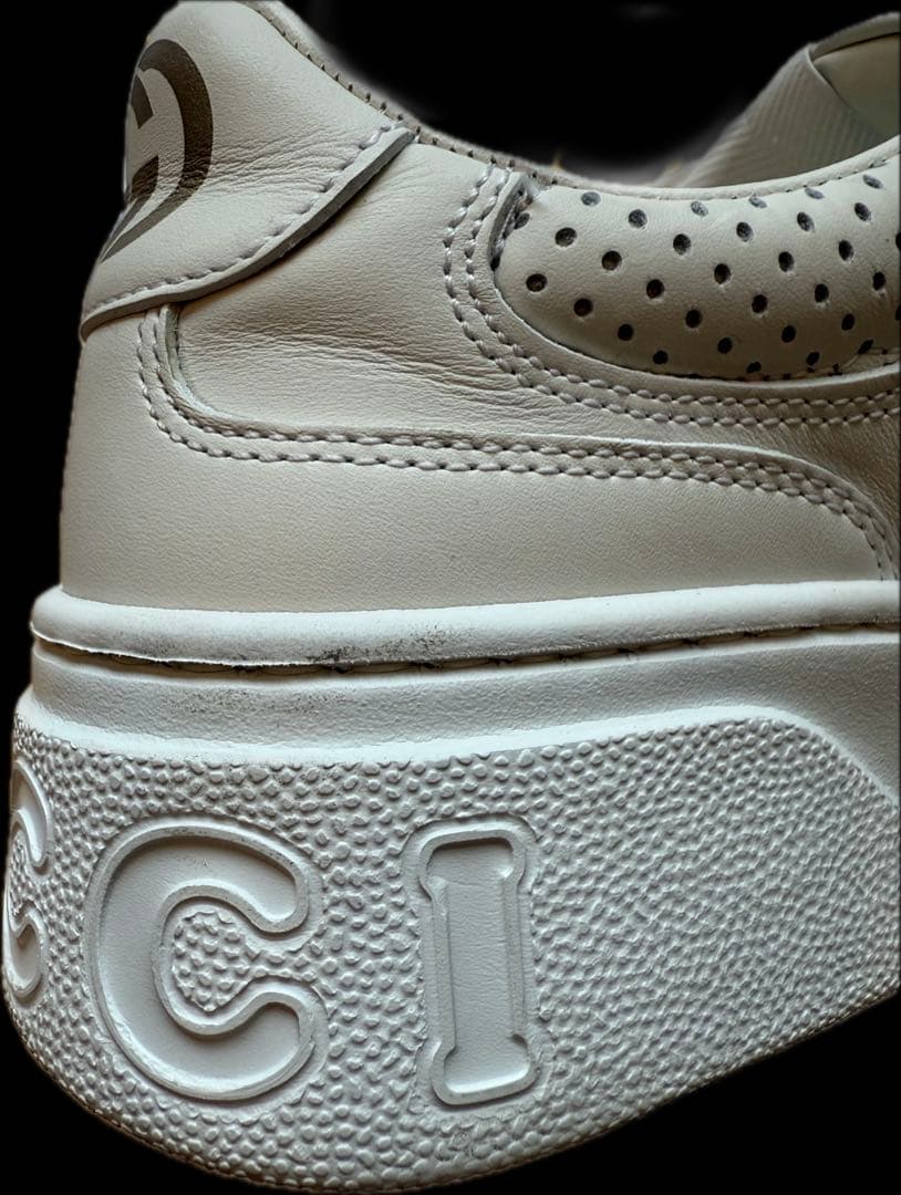 ☆美品☆GUCCI ホワイトレザー厚底スニーカー　24.5cm相当