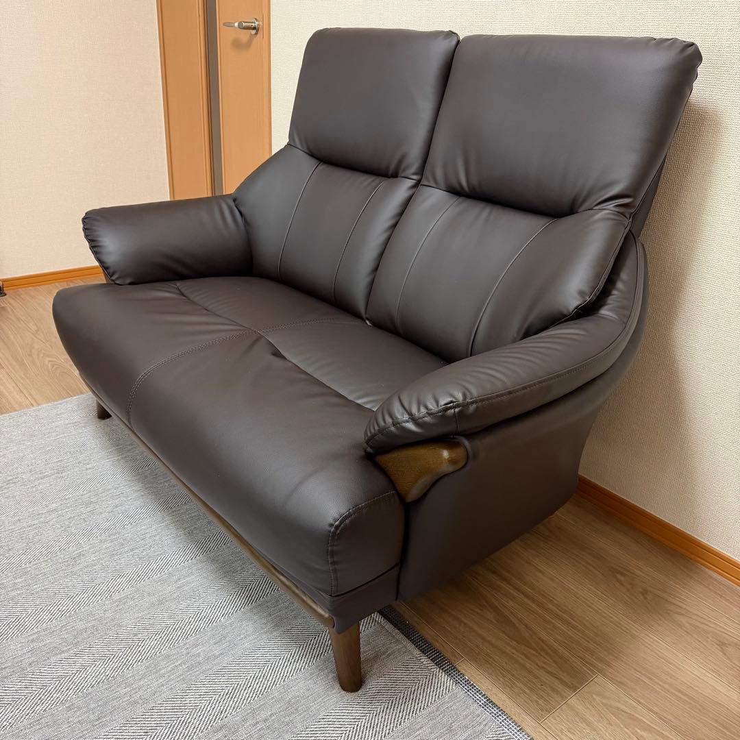 Nシールドコウテイ3 ダークブラウン 2人用ソファ