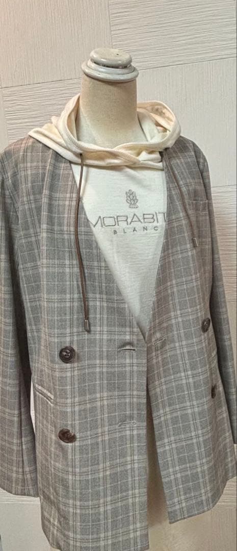 SALE✨MORABITO ✨モラビト チェック柄ノーカラージャケット