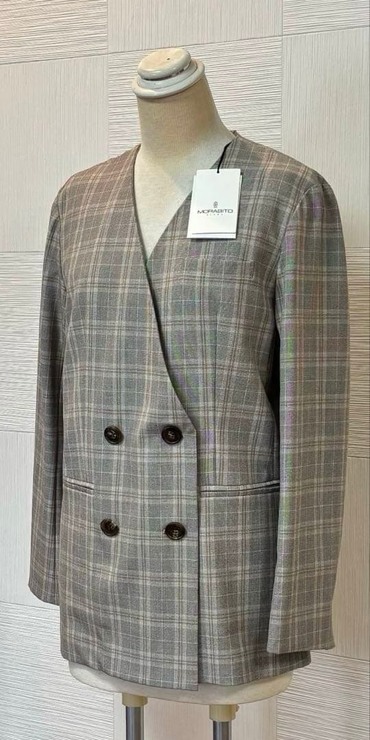 SALE✨MORABITO ✨モラビト チェック柄ノーカラージャケット