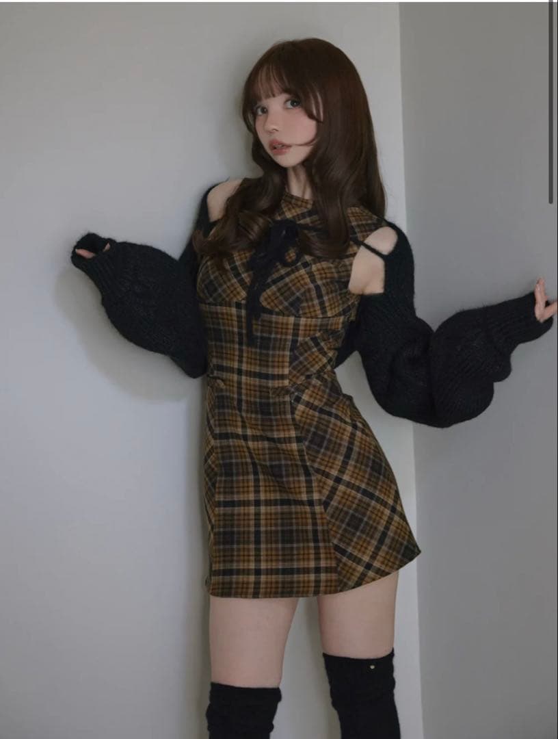 ワンピース Mimi check set mini dress