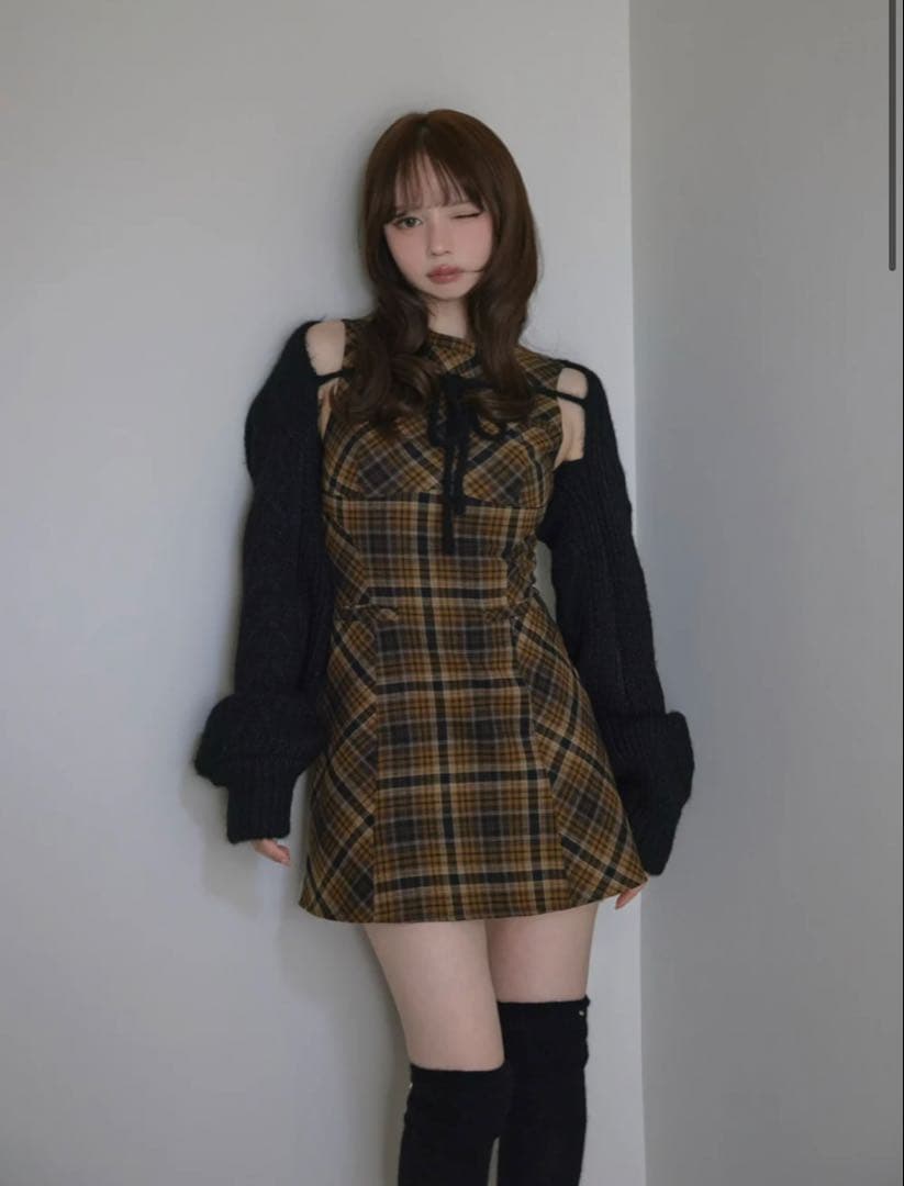 ワンピース Mimi check set mini dress