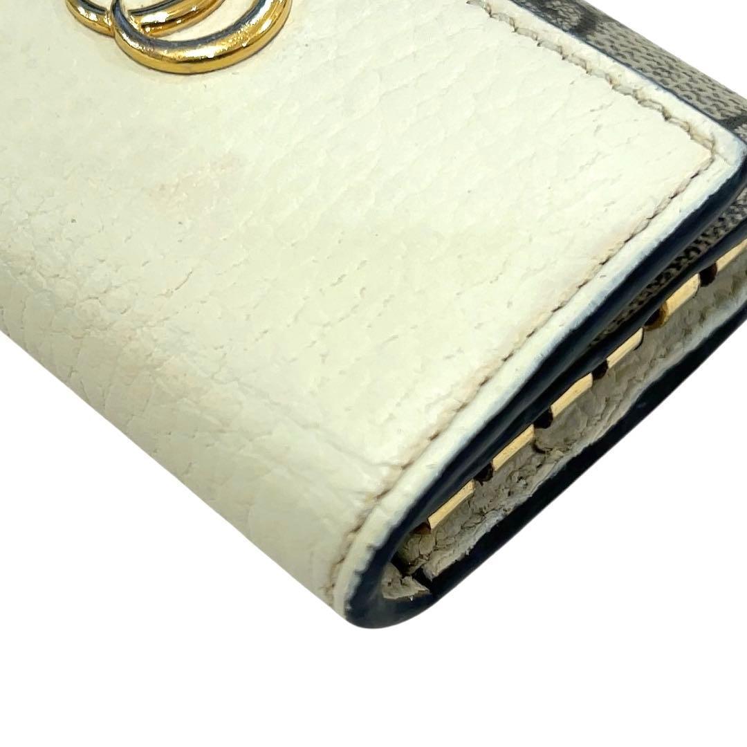 グッチ キーケース 6連 GGスプリーム GG マーモント レザー PVC 白