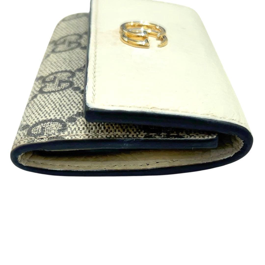 グッチ キーケース 6連 GGスプリーム GG マーモント レザー PVC 白