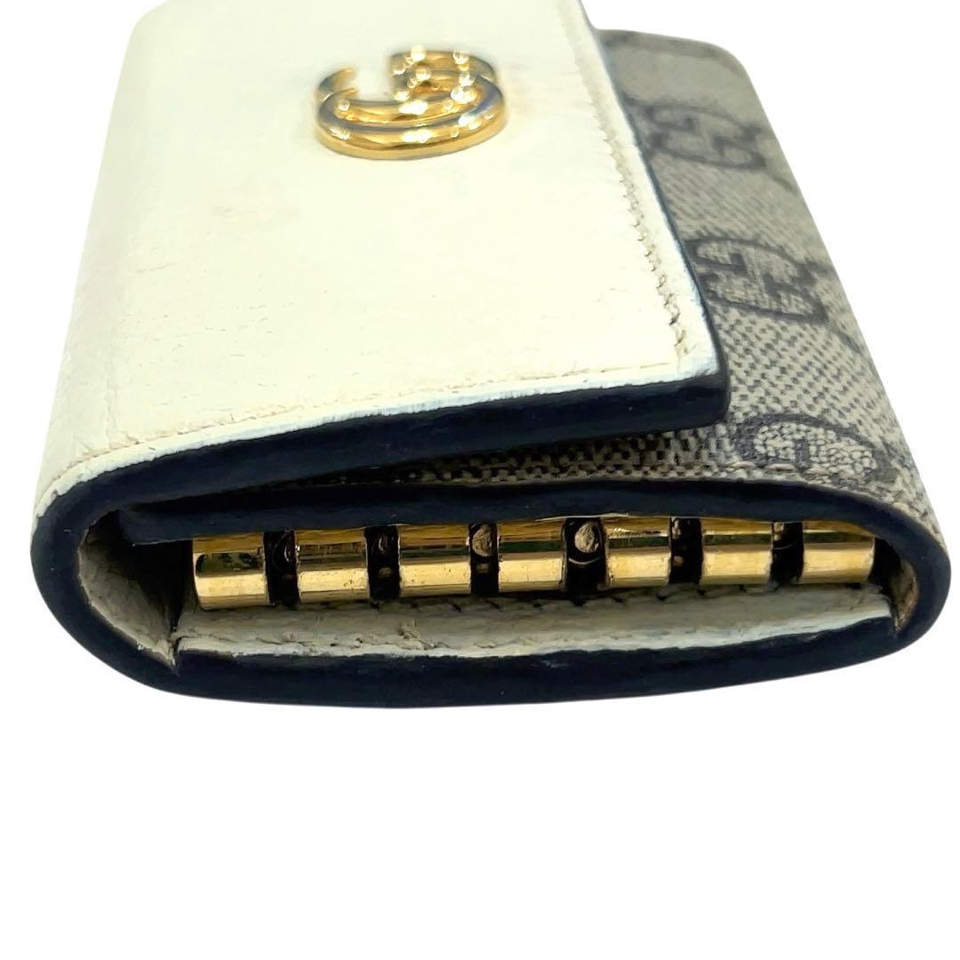 グッチ キーケース 6連 GGスプリーム GG マーモント レザー PVC 白