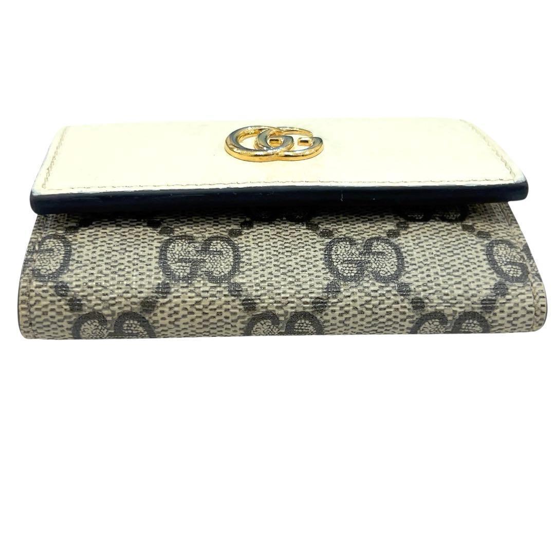 グッチ キーケース 6連 GGスプリーム GG マーモント レザー PVC 白