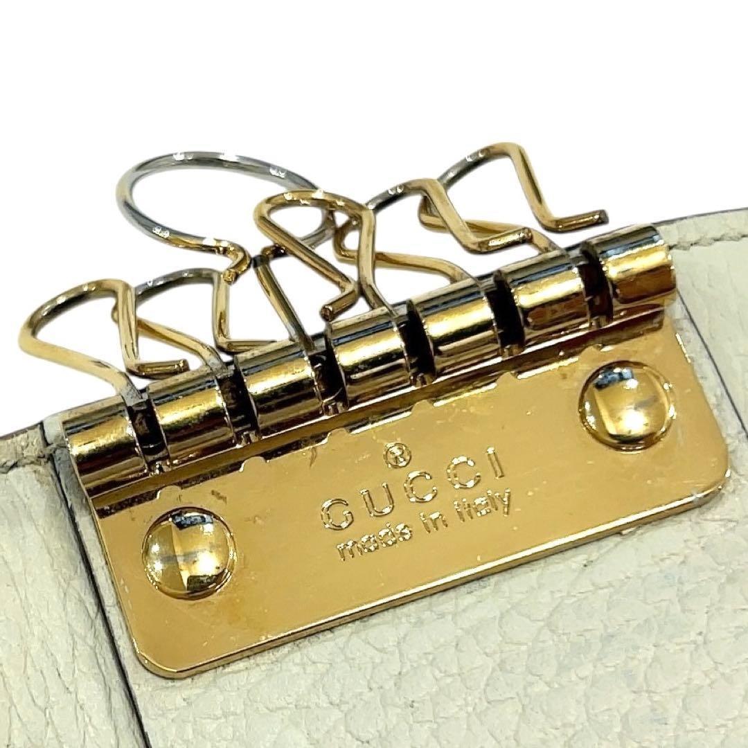 グッチ キーケース 6連 GGスプリーム GG マーモント レザー PVC 白