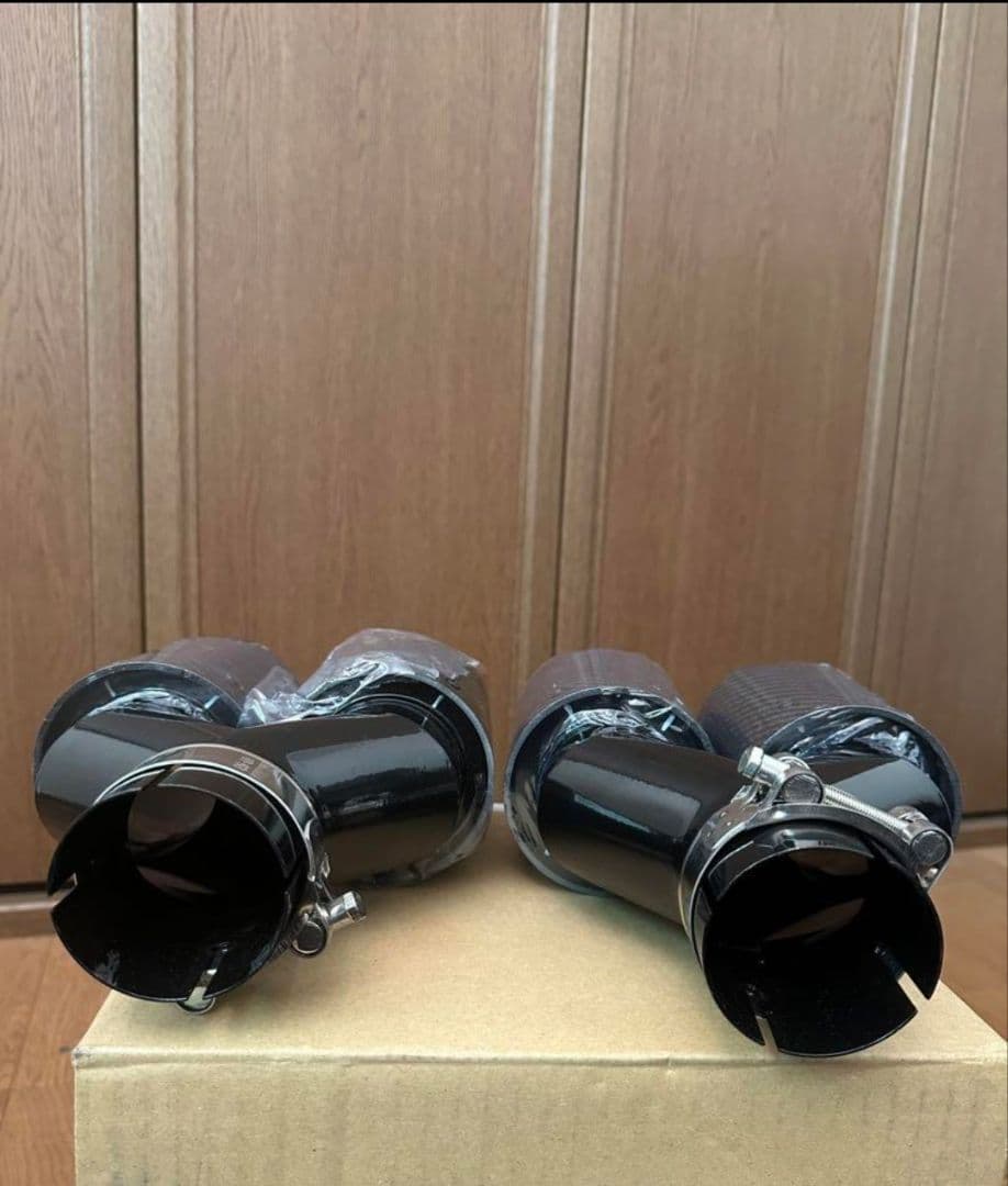  カーボン調 マフラーカッター2個セット 内径約63mm f06 f13