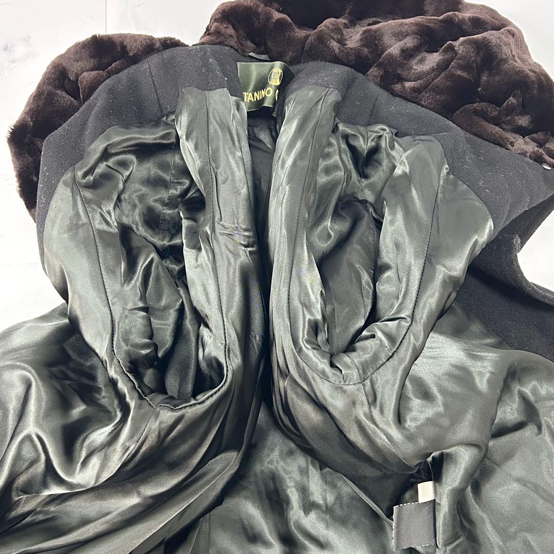 高級 裾周り311cm シェアードミンク襟 カシミヤ コート ブラック