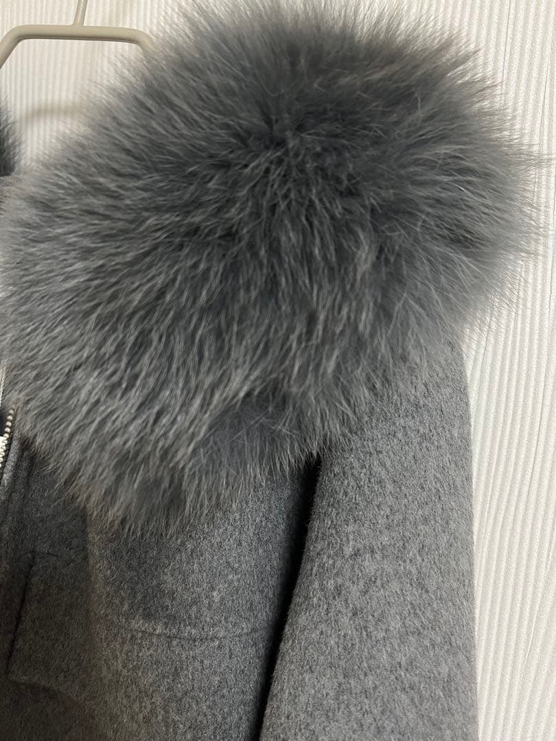 新品　YONFA ウールカシミヤフードコート　グレー