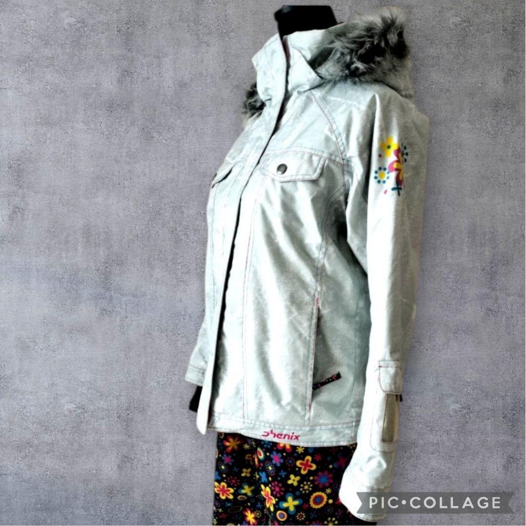 【極美品】phenix スノーガールズ スキーウェア 上下 花柄 ファー150