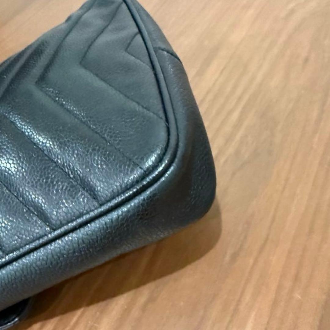 【セール】シャネル キャビアスキン シェブロン ショルダーバッグ ポシェット 黒