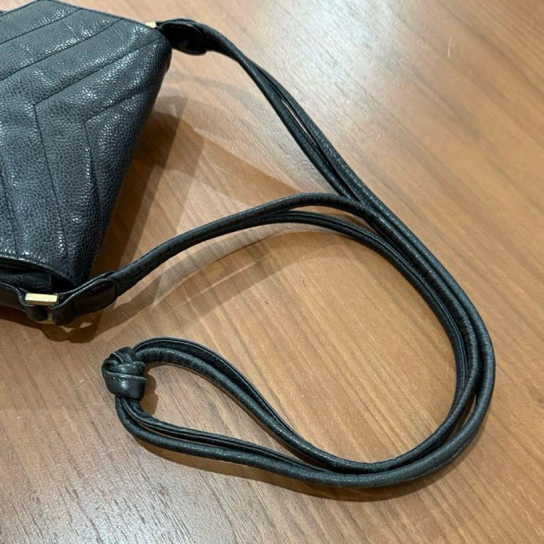 【セール】シャネル キャビアスキン シェブロン ショルダーバッグ ポシェット 黒