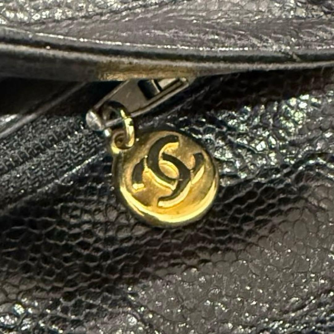 【セール】シャネル キャビアスキン シェブロン ショルダーバッグ ポシェット 黒