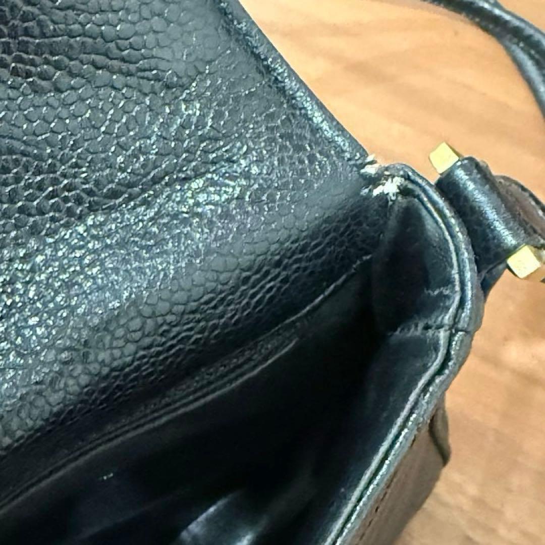 【セール】シャネル キャビアスキン シェブロン ショルダーバッグ ポシェット 黒