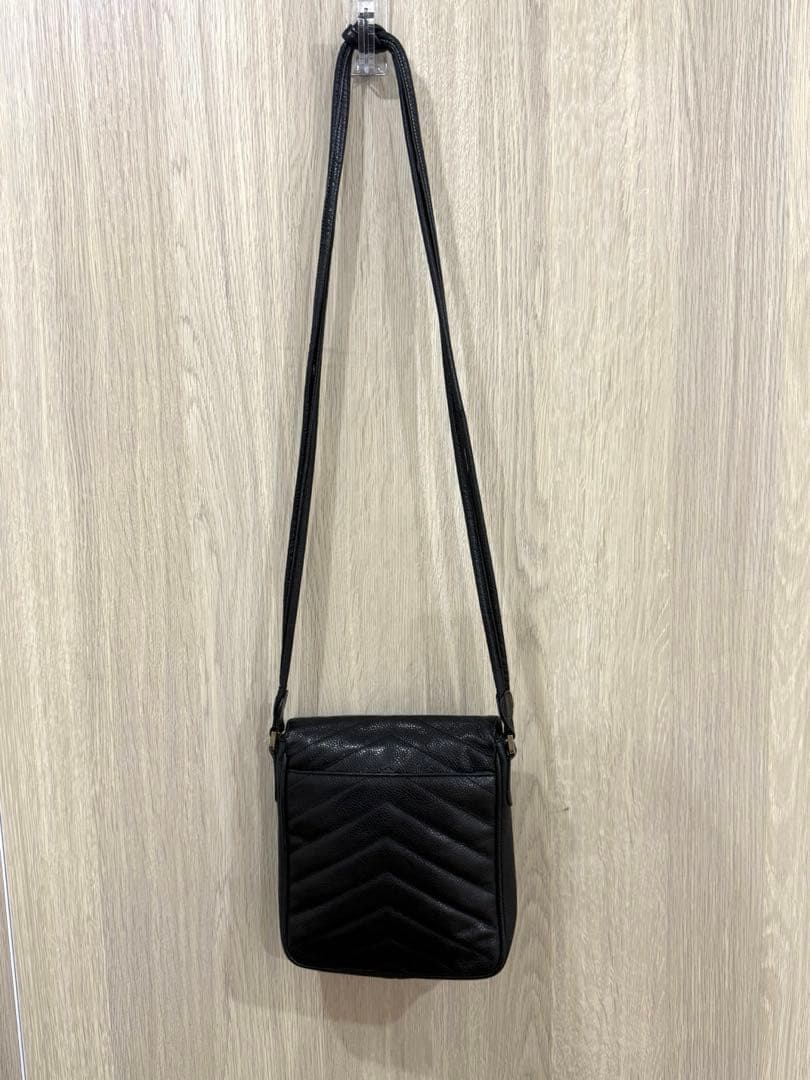 【セール】シャネル キャビアスキン シェブロン ショルダーバッグ ポシェット 黒