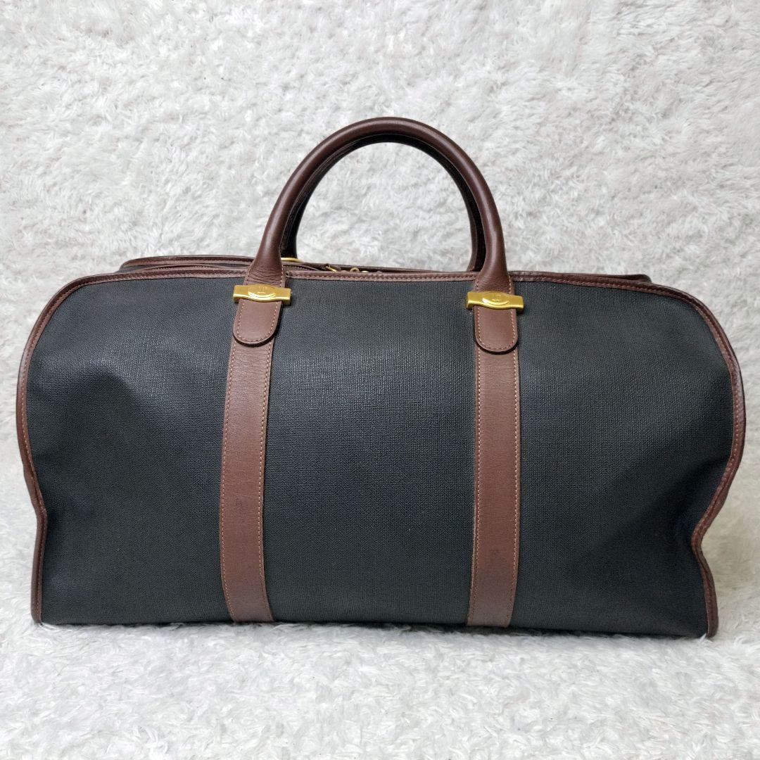 dunhill　ダンヒル　ボストンバッグ　ロゴ PVC　レザー　ゴールド金具