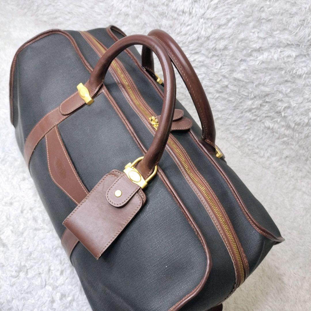 dunhill　ダンヒル　ボストンバッグ　ロゴ PVC　レザー　ゴールド金具