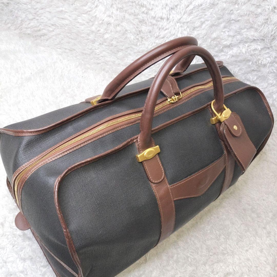 dunhill　ダンヒル　ボストンバッグ　ロゴ PVC　レザー　ゴールド金具