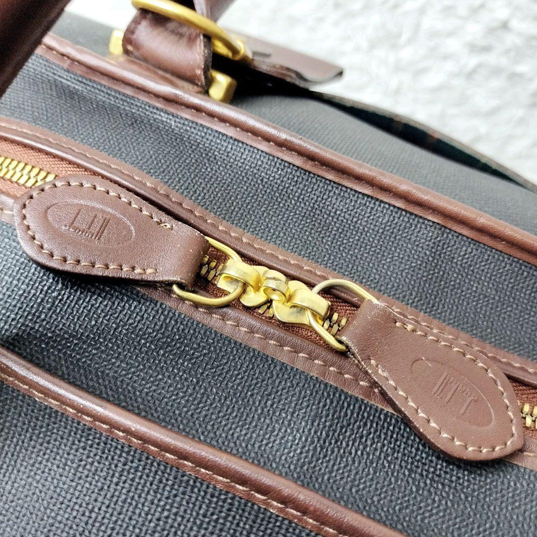dunhill　ダンヒル　ボストンバッグ　ロゴ PVC　レザー　ゴールド金具