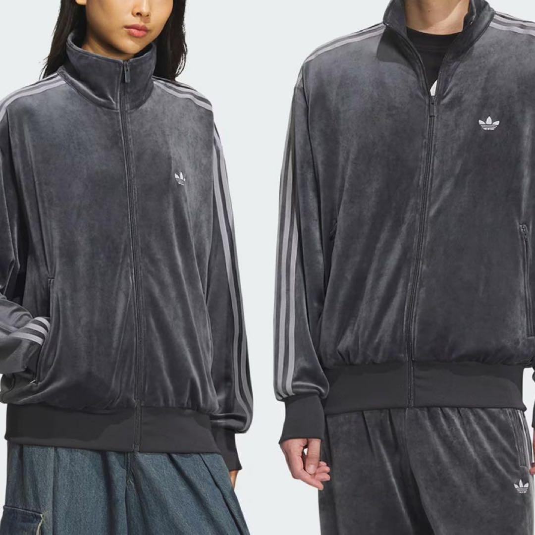 アディダス ファイヤーバード トラックトップ ベロア　ダークグレー　L