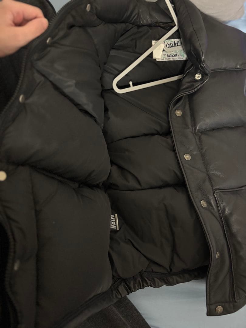 Schott ダウンベスト 羊革 ブラック USA 製 Sサイズ