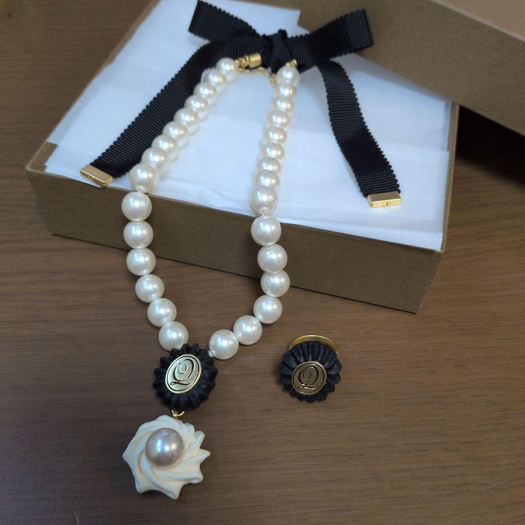 Q-pot メレンゲ　パール　ネックレス　リング　セット