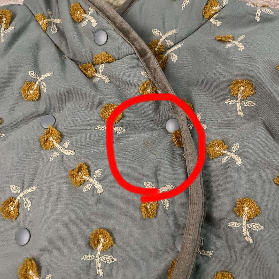 花柄刺繍フード付きダウンベスト