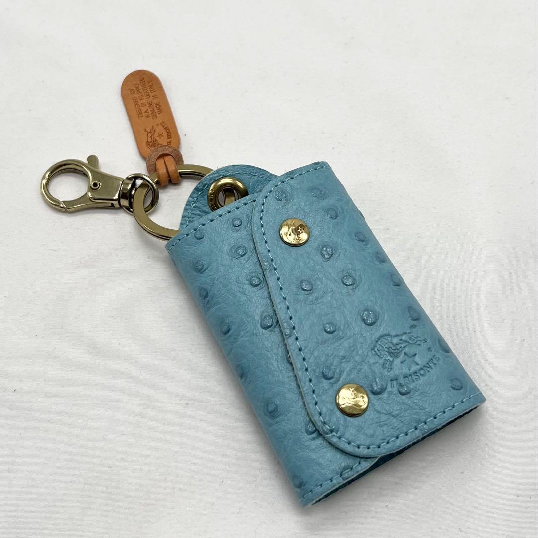 【希少未使用】イルビゾンテ スマートキーケース ☆オーストリッチ（ブルーグレー）