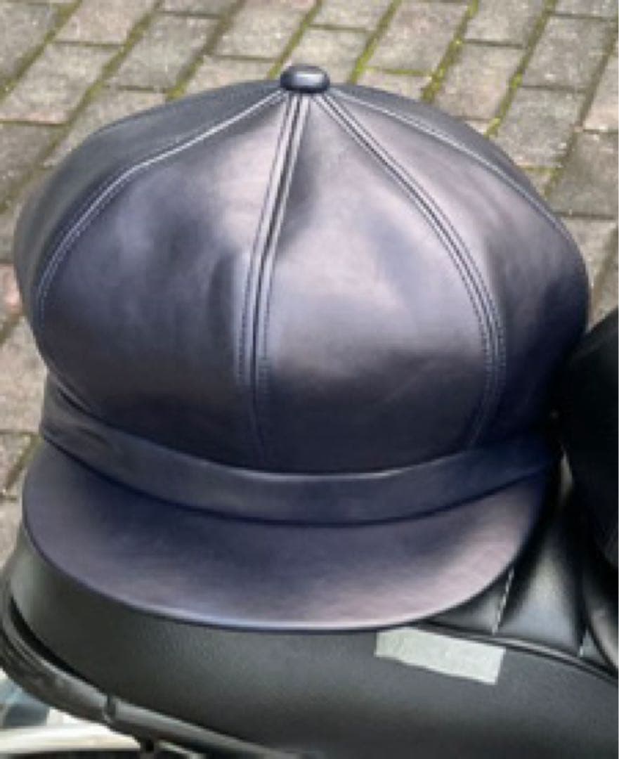 ネイビー レザー キャスケット　ワイツーレザー　インディゴ