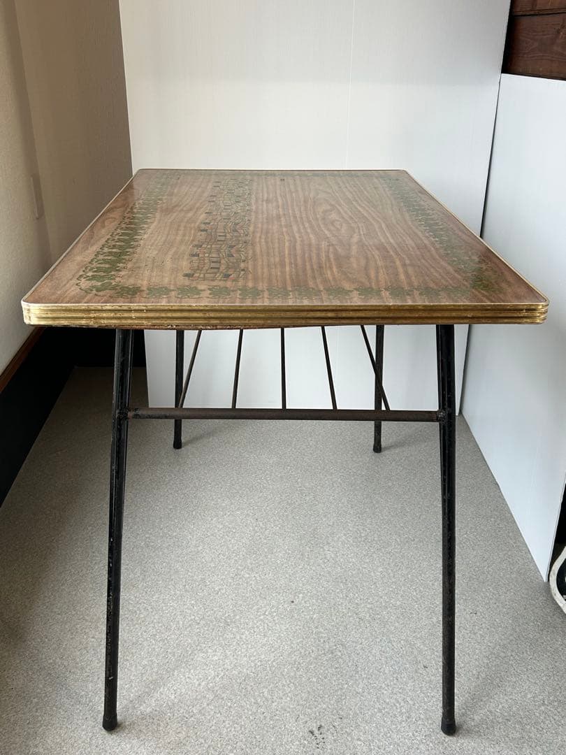 ヴィンテージ　昭和レトロ　鉄脚テーブル　作業台　ダイニング　机ミッドセンチュリー