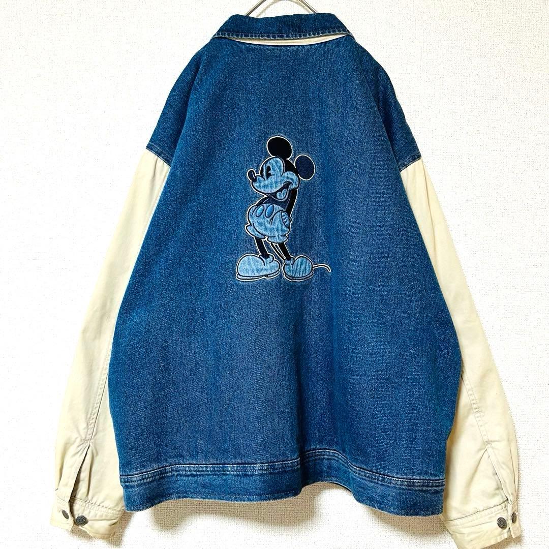 90s Disney ミッキー スタジャン キルティング 中綿 デニムブルゾン