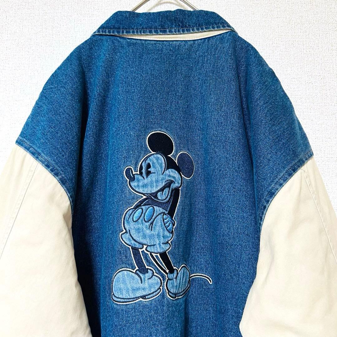 90s Disney ミッキー スタジャン キルティング 中綿 デニムブルゾン