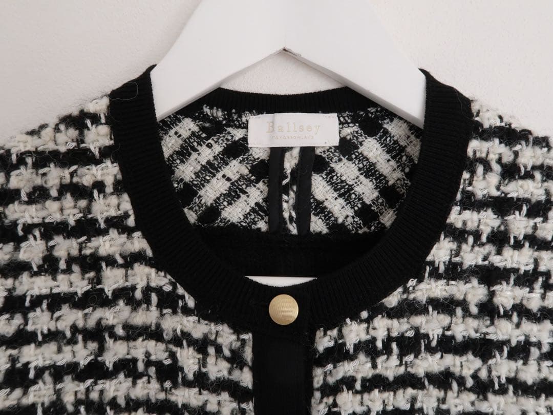 Ballsey ニットコンビツイード フレンチスリーブジレ 36