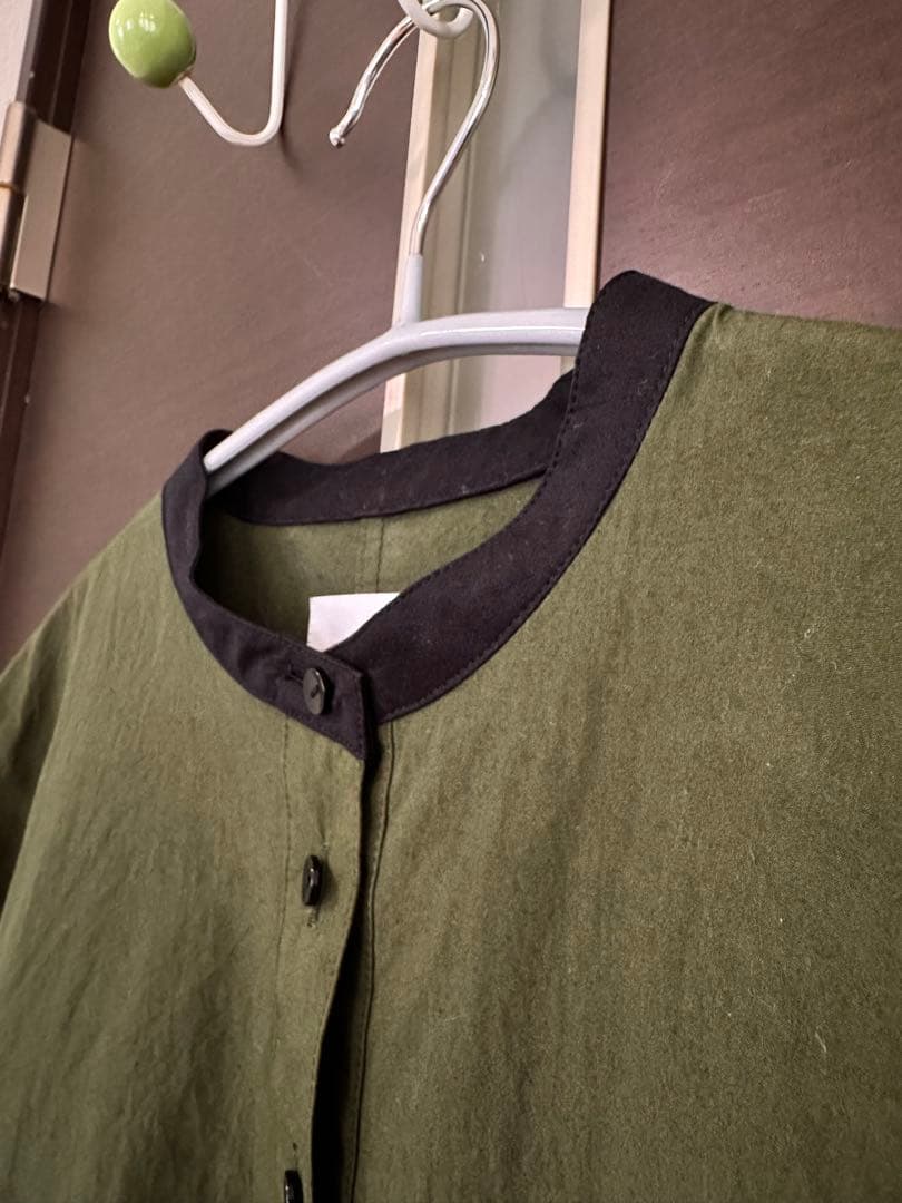 huis ワンピース　バンドカラー　遠州織物　HUIS