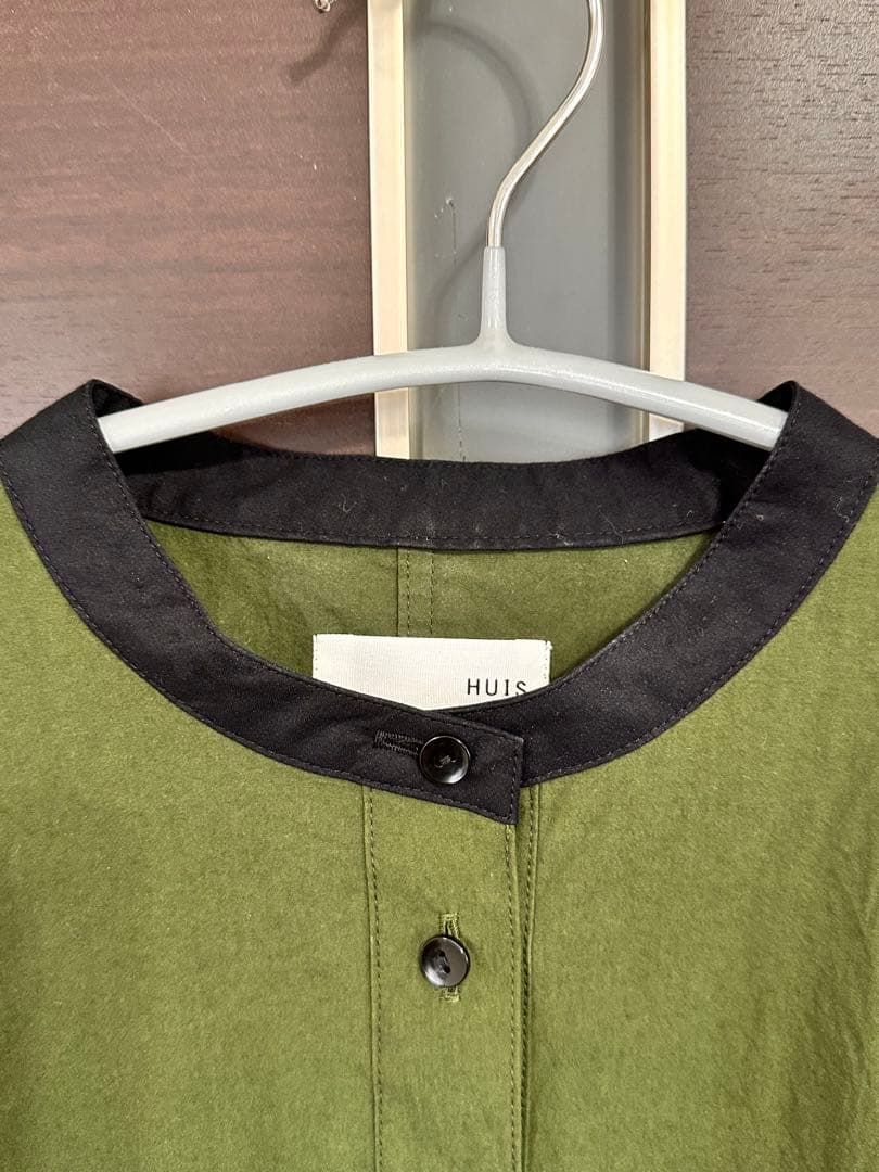 huis ワンピース　バンドカラー　遠州織物　HUIS